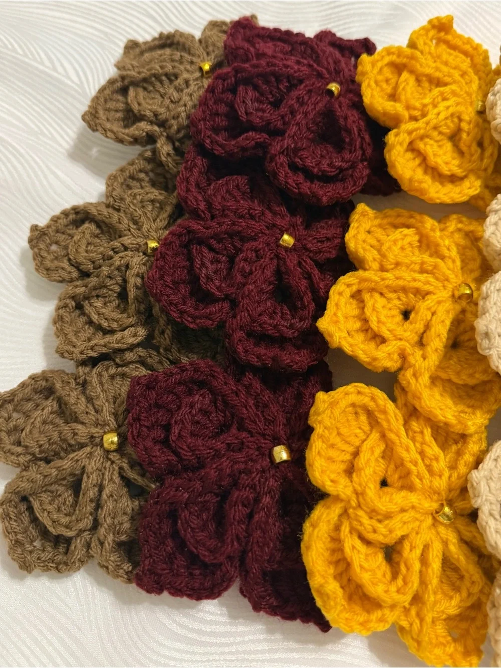 Handmade Crochet Flowers set of 15 Autumn Colors